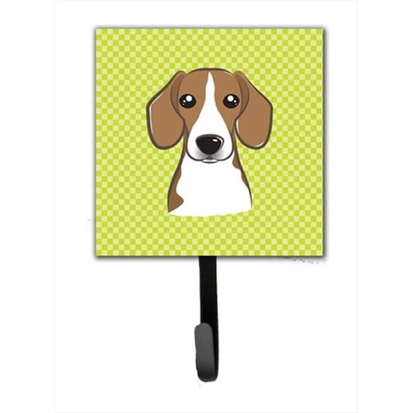 Carolines Treasures Checkerboard Lime Green Beagle Leash or Key Holder- 4.25 W x 7 H In. BB1301SH4 - main